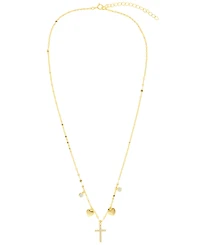 Macy's Cubic Zirconia Cross Heart Pendant Necklace (0.29 ct. t.w.) Sterling Silver (also 14K Gold Over Silver)