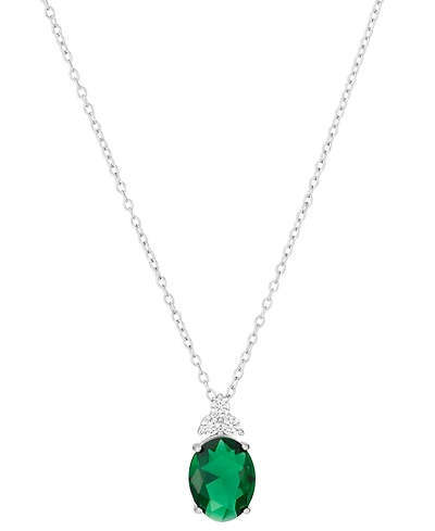 Macy's Crystal (2.16 ct. t.w.) and Cubic Zirconia (0.09 ct. t.w.) Pendant Necklace in Sterling Silver