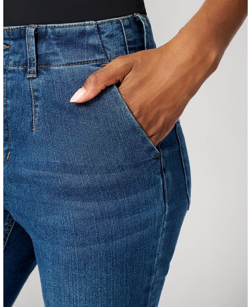 Cable & Gauge Women's High Rise Retro Flare Jean, Medium Blue