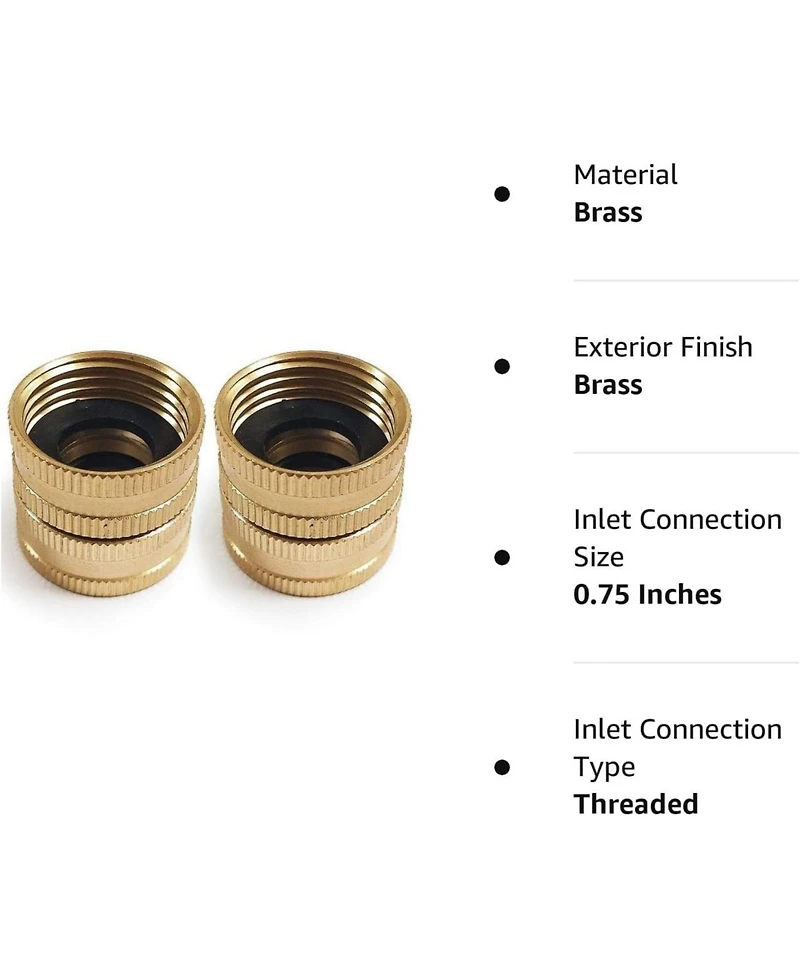 Twinkle Star Brass Garden Hose Connector Dual Swivel Male to Male Double Female 2-Pack