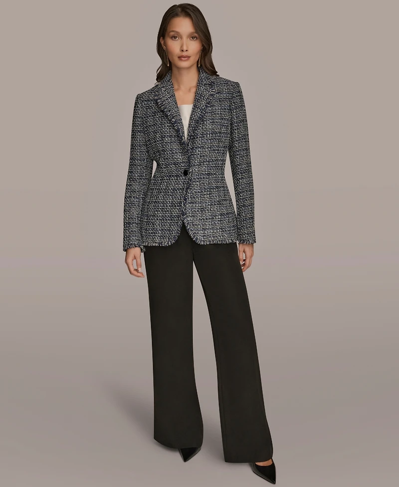 Donna Karan New York Women's Fringe Button Closure Jacket