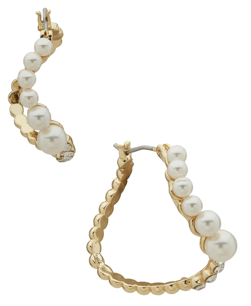 Emily in Paris Glass Stone, Glass Pearl & Cubic Zirconia Gold-Tone Hoop Earrings