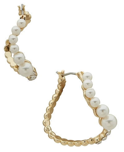 Emily in Paris Glass Stone, Glass Pearl & Cubic Zirconia Gold-Tone Hoop Earrings