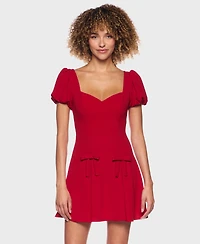 B Darlin Women's Puff Sleeves Fit and Flare Dress