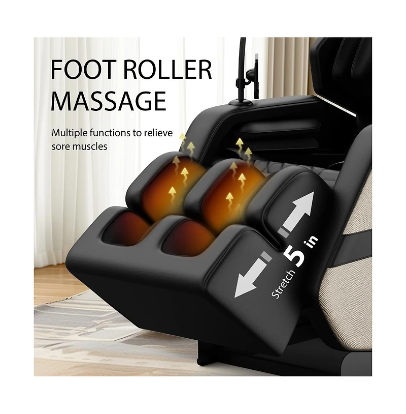 Zero Gravity Massage Recliner with Heating, Foot Rollers & Air Compression, Full Body Chair with Bluetooth-Maison Boucle