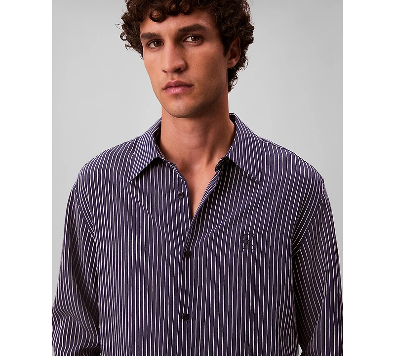 Calvin Klein Men's Thin Striped Long Sleeves Easy Shirt