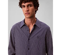 Calvin Klein Men's Thin Striped Long Sleeves Easy Shirt