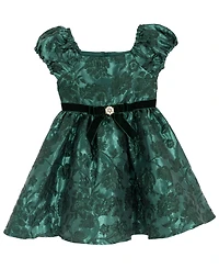 Rare Editions Girls 2T-6X Two-Tone Brocade Short-Sleeve Dress