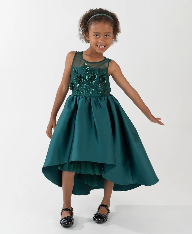 Rare Editions Girls 2T-6X Sequin Applique Illusion Dress