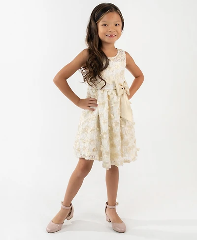 Rare Editions Girls 2T-6X 3D Flower Round Neck Dress