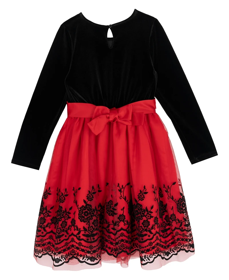 Rare Editions Girls 7-16 2-Piece Long-Sleeves Dress and Mini Handbag Set