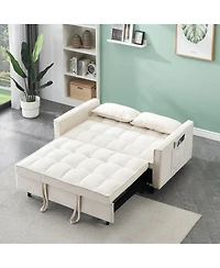 Maison Boucle Velvet Loveseat Sofa Bed with Pull-Out Sleeper, 3-in-1 Convertible Couch Storage Pockets & Tufted Back for Small Spaces-Maison Bouc