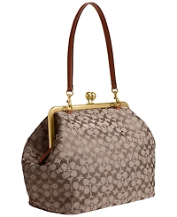 Coach Crystal Signature Jacquard Medium Frame Bag