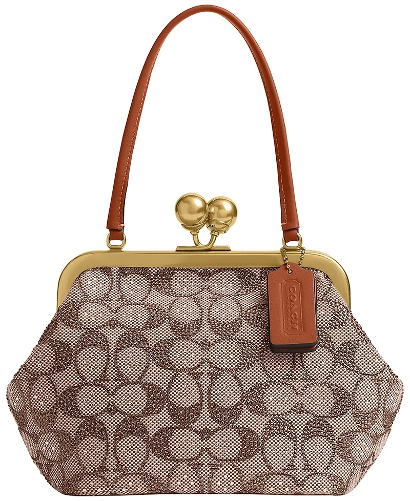 Coach Crystal Signature Jacquard Small Frame Bag