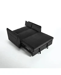 Maison Boucle 55" Velvet Sleeper Sofa Bed, Small Pull-Out Loveseat with Reclining Backrest, Side Pocket & Pillows for Spaces-Maison