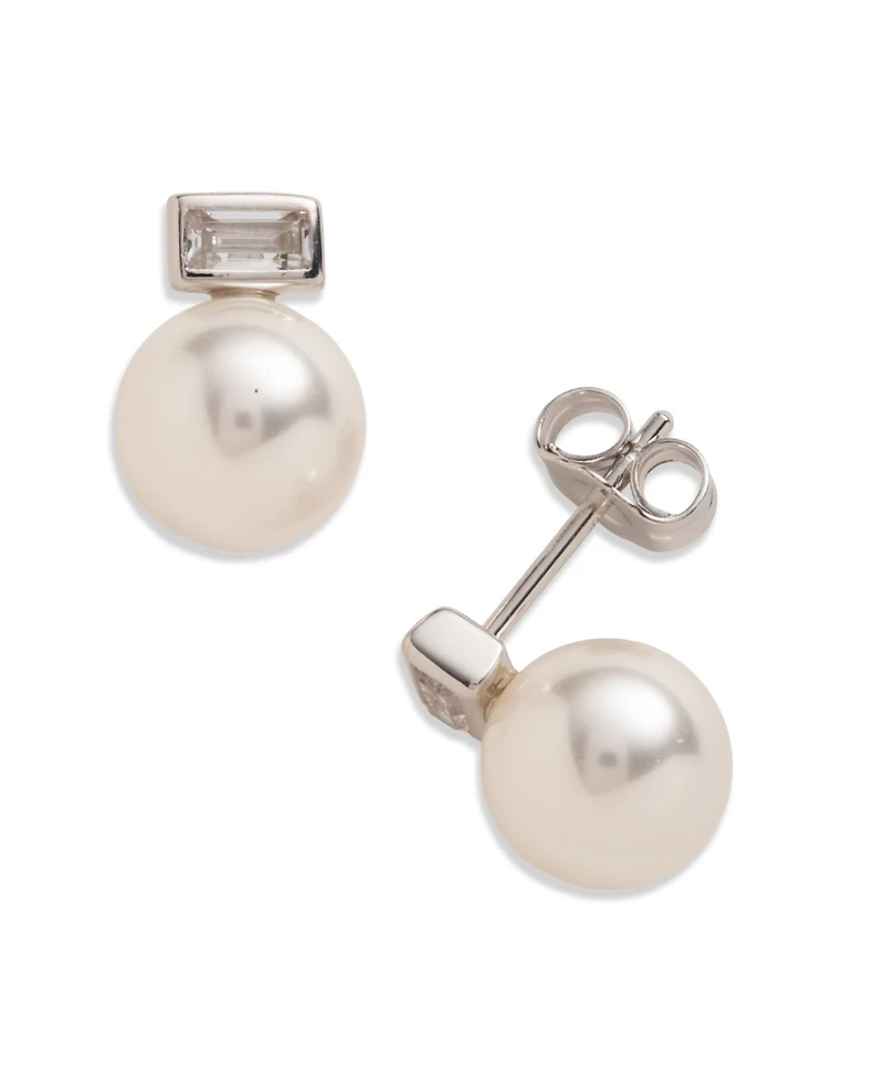 Lauren Ralph Lauren Cubic Zirconia and Imitation Pearl Sterling Silver Stud Earrings