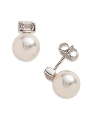 Lauren Ralph Lauren Cubic Zirconia and Imitation Pearl Sterling Silver Stud Earrings