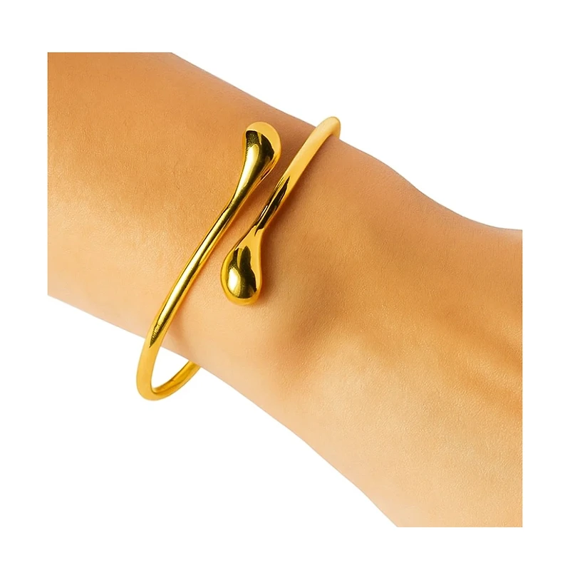 Isabella Gold Plated Teardrop Open Wrap Bangle Bracelet