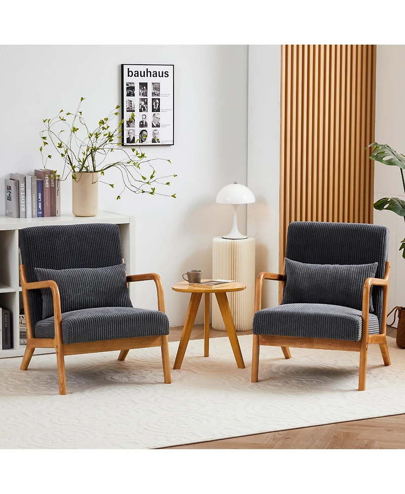 Jujabu Beige Modern Accent Chair with Pillow