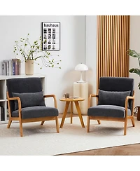 Jujabu Beige Modern Accent Chair with Pillow