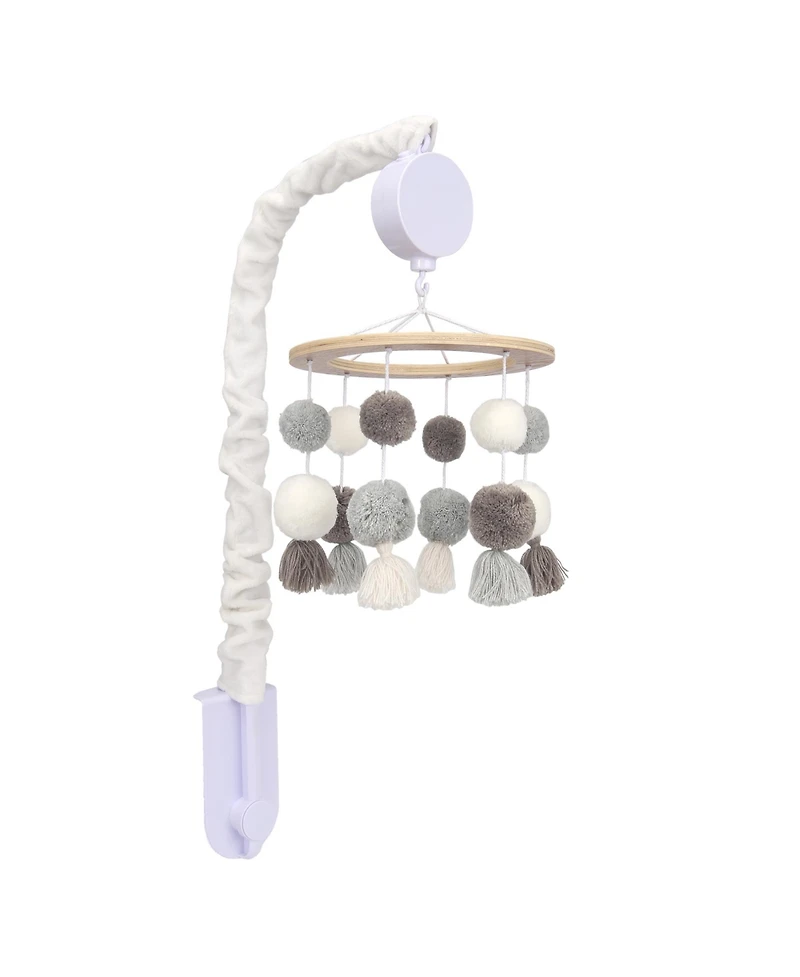 Lambs & Ivy Signature Pom Pom Musical Baby Crib Mobile - White/Gray