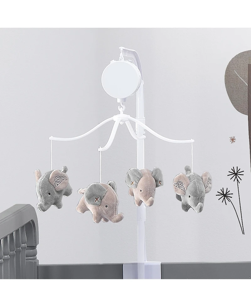 Bedtime Originals Elephant Love Musical Baby Crib Mobile Soother Toy - Gray