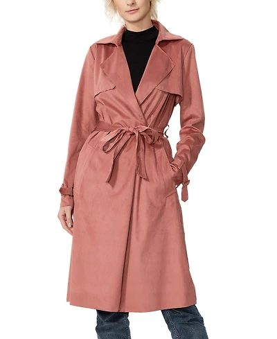 kimi + kai Women's Long Faux Suede Trench Coat