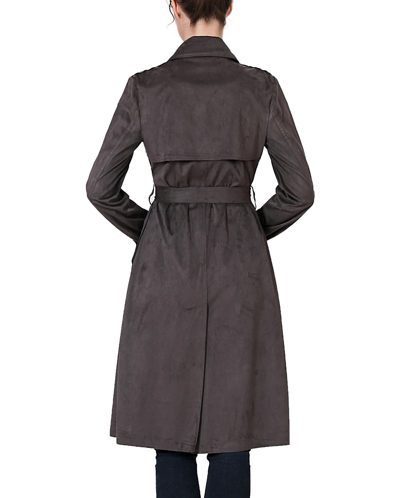 kimi + kai Women's Long Faux Suede Trench Coat