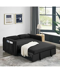 Maison Boucle 55" Velvet Sleeper Sofa with Pull-Out Bed, Reclining Backrest & Side Storage Pockets, Convertible Bed for Small Spaces-Maison Boucl