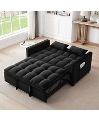 Maison Boucle 65" Pull-Out Sofa Bed with Desk & Usb, Velvet Convertible Sleeper with Adjustable Backrest & Storage for Small Apartments or Offices-Mai