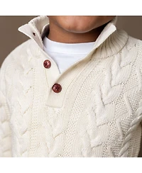 Hope & Henry Boys Organic Mock Neck Cable Sweater with Buttons