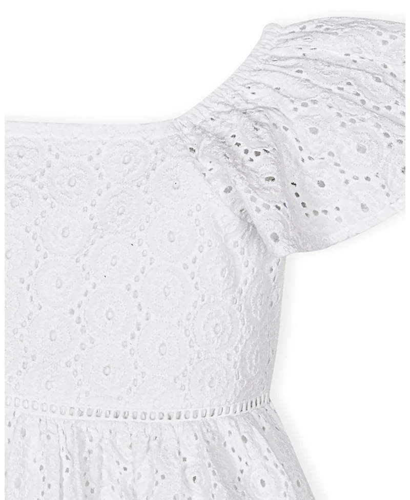 Hope & Henry Big Girls Flutter Sleeve Eyelet Dress