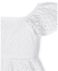 Hope & Henry Big Girls Flutter Sleeve Eyelet Dress