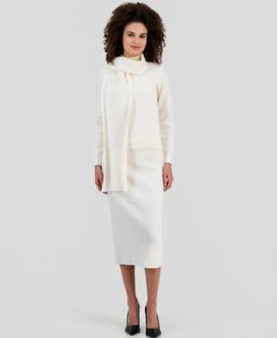 Anne Klein Womens Diamond Knit Mock Neck Sweater Diamond Knit Pencil Skirt