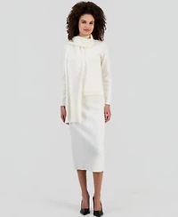 Anne Klein Womens Diamond Knit Mock Neck Sweater Diamond Knit Pencil Skirt