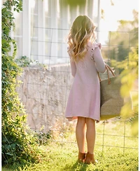 Hope & Henry Big Girls Organic Long Sleeve Flutter Detail Sweater Dress