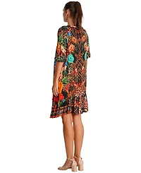 La Moda Clothing Women's Short Dress with V-Neck and Short Sleeves