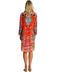 La Moda Clothing Women's Midi Summer Dress with Collared Neck, Short Sleeves