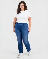 Style & Co Plus Pull-On Shaping High-Rise Straight-Leg Jeans, Macy's Exclusive