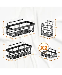Cheer Collection 5-Pack Stainless Steel Shower Caddy – Self-Draining, Heavy-Duty Wall Organizer