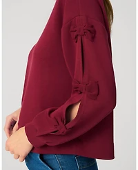 Cable & Gauge Women's Bow Sleeve Detail Scuba Sweatshirt