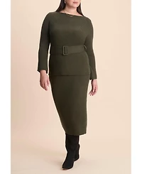 Eloquii Women's Belted Sweater