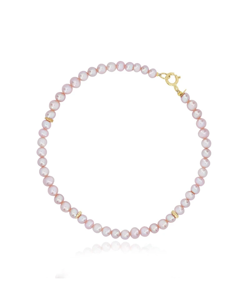 The Lovery Pink Pearl Round Bead Bracelet 14K Gold