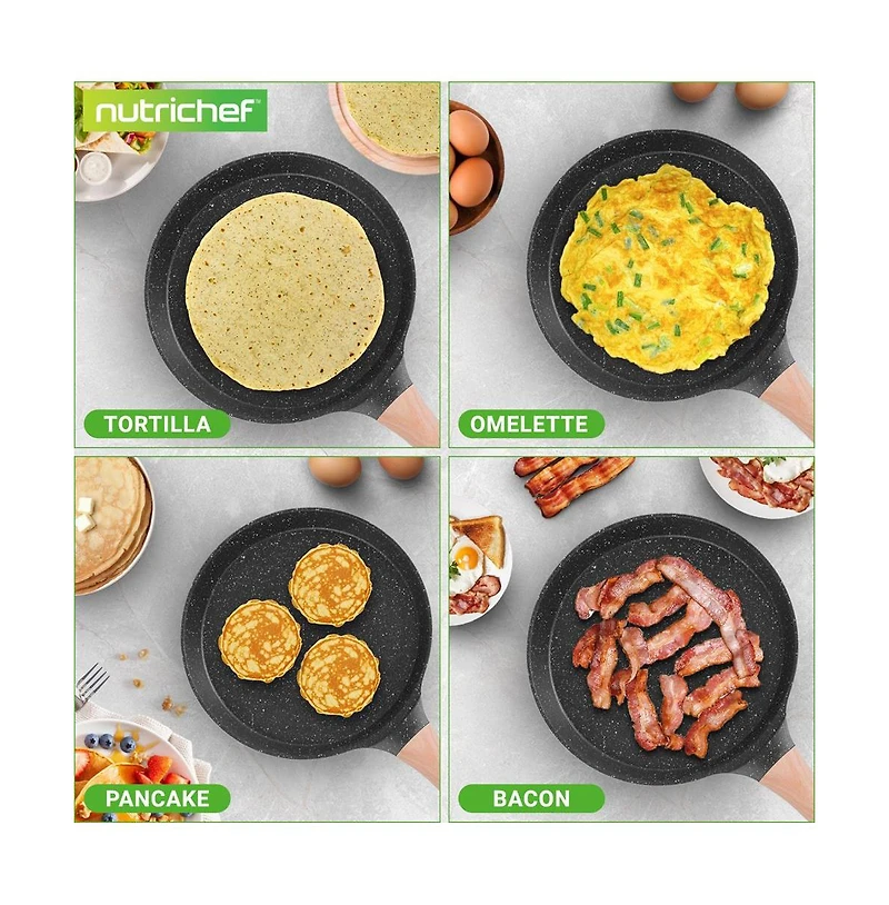 NutriChef 17.3 Non-Stick Crepe Pan with Wooden Spreader (NCMKCP0024BK)