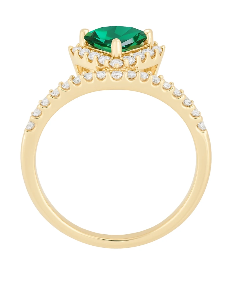 Macy's Lab-Grown Emerald (1/2 ct. t.w.) and Lab-Grown White Sapphire (3/8 ct. t.w.) Ring in 14K Gold Over Sterling Silver