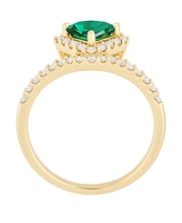 Macy's Lab-Grown Emerald (1/2 ct. t.w.) and Lab-Grown White Sapphire (3/8 ct. t.w.) Ring in 14K Gold Over Sterling Silver