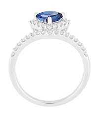 Macy's Lab-Grown Sapphire (5/8 ct. t.w.) and Lab-Grown White Sapphire (3/8 ct. t.w.) Ring in Sterling Silver