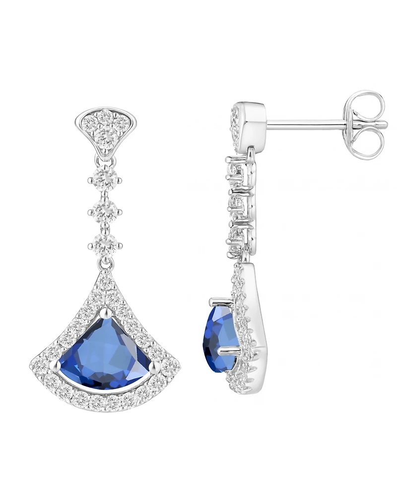 Macy's Lab-Grown Sapphire (1-1/4 ct. t.w.) and Lab-Grown White Sapphire (1-1/2 ct. t.w.) Drop Earrings in Sterling Silver