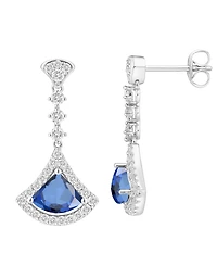 Macy's Lab-Grown Sapphire (1-1/4 ct. t.w.) and Lab-Grown White Sapphire (1-1/2 ct. t.w.) Drop Earrings in Sterling Silver
