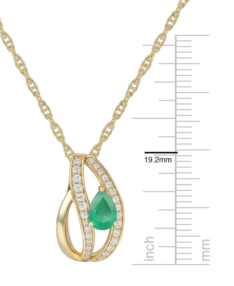 Macy's Emerald (5/8 ct. t.w.) and Diamond (1/4 Pendant Necklace 14K Gold (also White Sapphire & Ruby)
